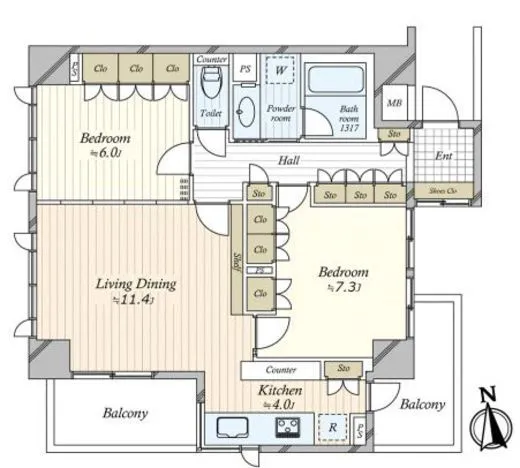 グランコピエ浅草雷門 9階 72.18㎡