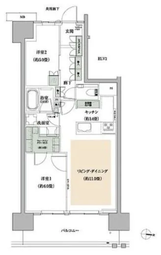 ザ・パークハウス亀戸九丁目 6階 60.18㎡