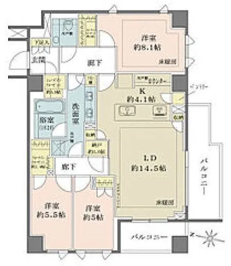 ザ・パークハウス千代田六番町 8階 95.38㎡