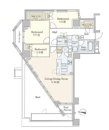ザ・パークハウス高輪プレイス 3階 90.4㎡