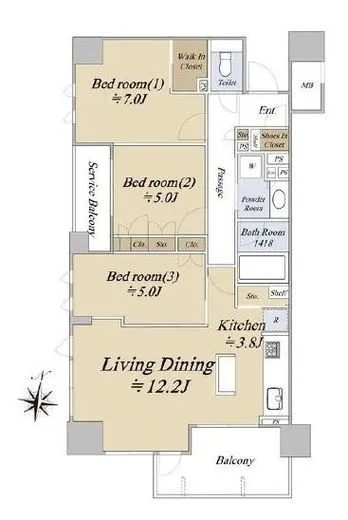 プラウド等々力ガーデンコート 4階 75㎡