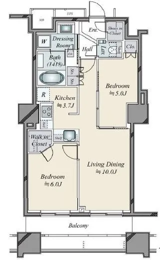 中野ツインマークタワー 19階 55㎡