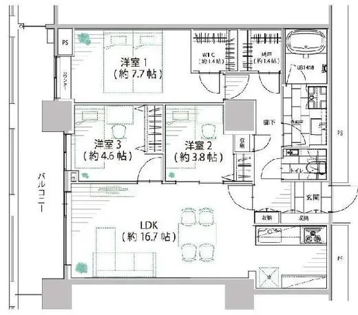 ザ・パークタワー東京サウス 16階 79.57㎡