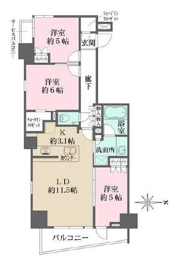 ザ・パークハウス新宿柏木 6階 71.18㎡
