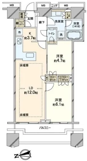 富久クロスコンフォートタワー 30階 61.44㎡