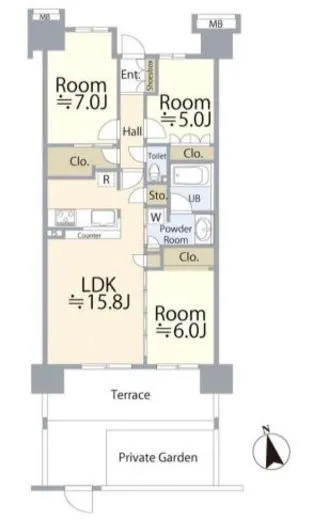 ミッドガーデンシティ ザ・テラス 1階 75.35㎡