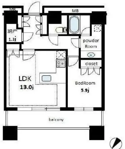 カテリーナ三田タワースイート イーストアーク 12階 53.1㎡