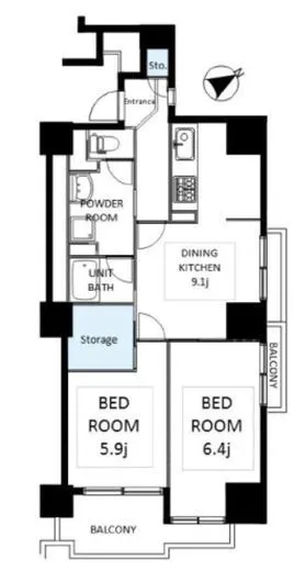 六本木ビュータワー 19階 58.91㎡