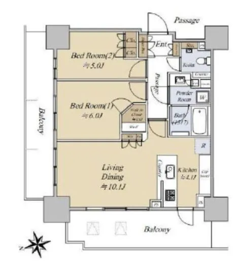 パークタワー西新宿エムズポート 13階 57.34㎡