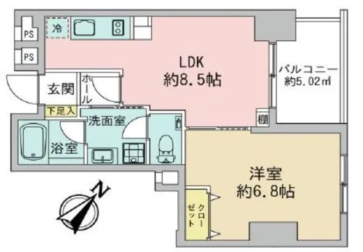 美竹コート 8階 35.03㎡