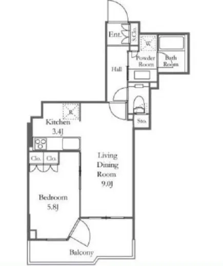 プラウド恵比寿ディアージュ 4階 45㎡