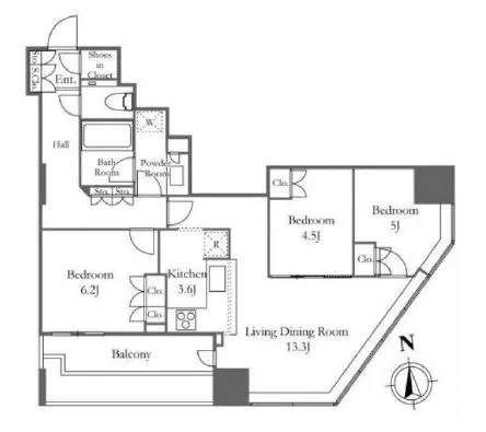 富久クロスコンフォートタワー 8階 74.44㎡