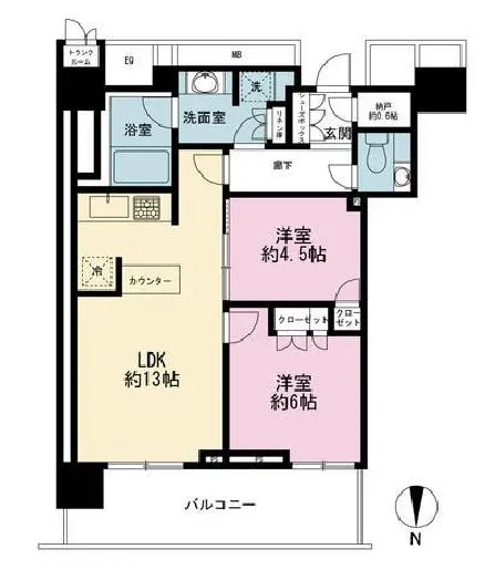 ザ・パークハウス晴海タワーズ　ティアロレジデンス 45階 56.02㎡